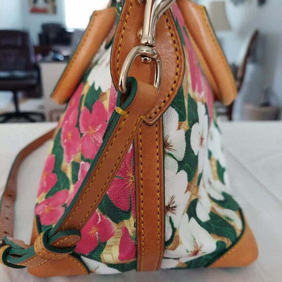 Dooney & Bourke Pink and White Hibiscus Floral Leather Satchel Pre-loved - Picture 7 of 7